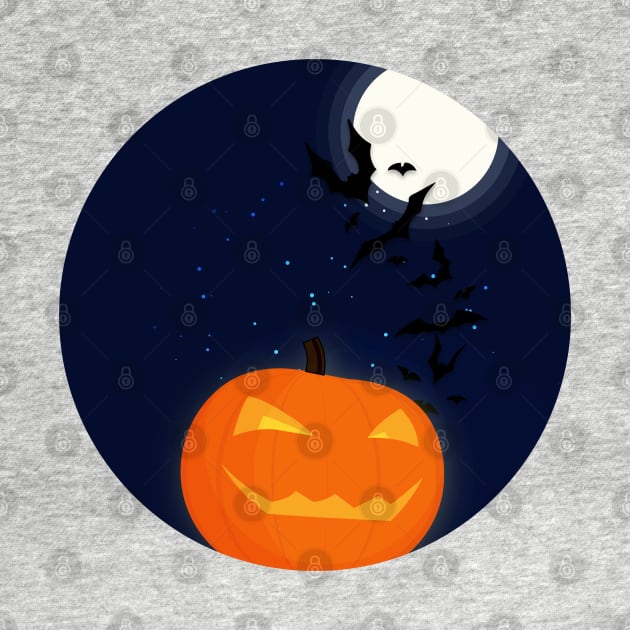 Halloween Pumpkin & Bats by munkidesigns